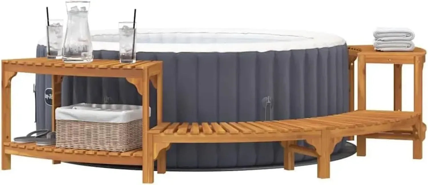 Wasserfeste Akazienholz Whirlpool-Umrandung in Braun, 272x120x55,5 cm