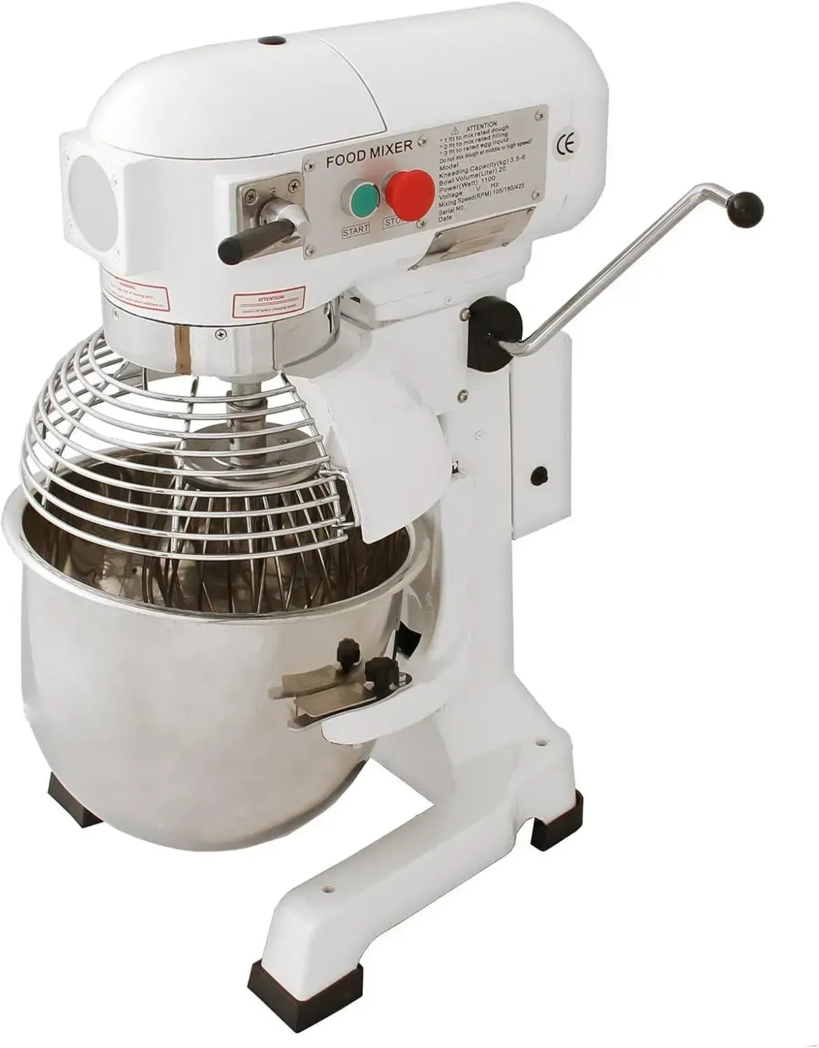 KuKoo 20L Profi Küchenmaschine mit Spiralrührwerk und Teigknetfunktion, 1,1 kW, 3 Geschwindigkeiten