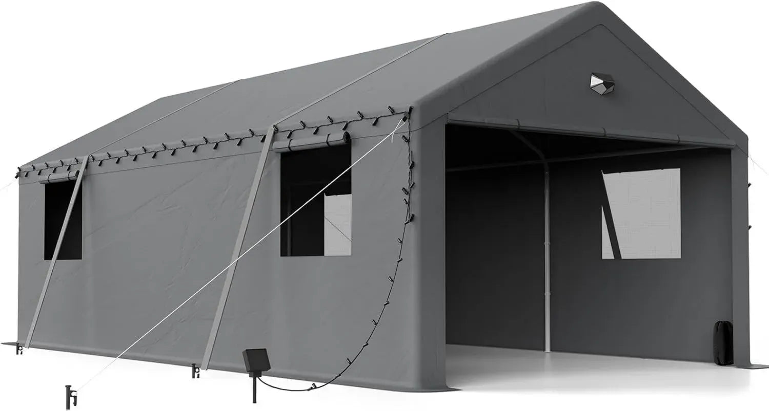 Wetterfeste XXL Zeltgarage 4x7.6m mit abnehmbaren Seitenwänden für PKW, SUV, LKW und Boote