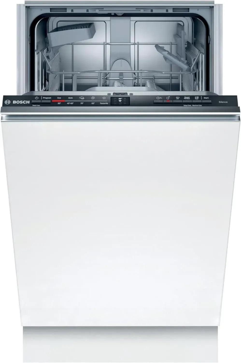 Bosch Serie 2 Smarter Geschirrspüler, vollintegriert, 45 cm, Besteckkorb, Extra Trockenfunktion, InfoLight, AquaStop, Weiß