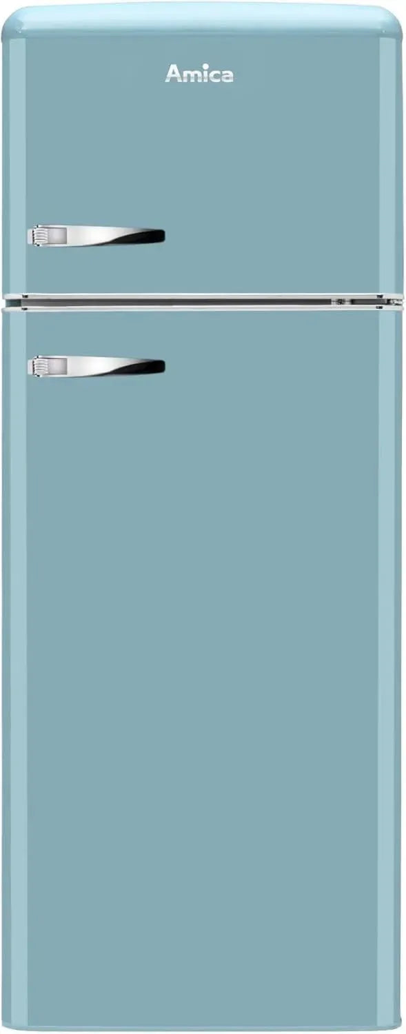 Amica Retro Kühl-Gefrierkombination 144cm, Türkisblau, Vintage-Design