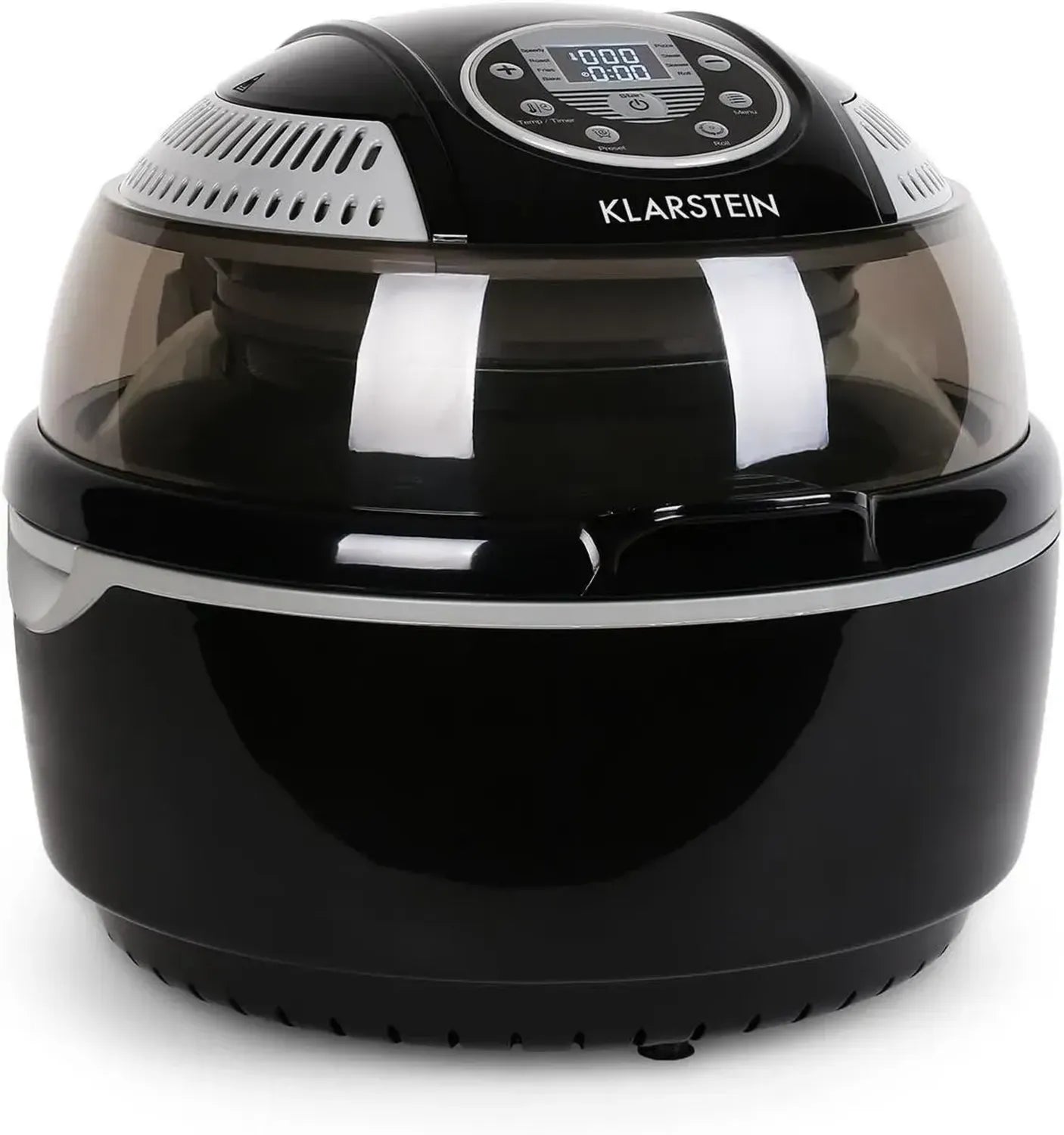 Klarstein VitAir Heißluftfritteuse 1400W, Fettfreie Fritteuse mit Halogen-Infrarot-Technologie, Antihaftbeschichtung, Automatikmodus, Schwarz