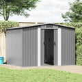 Metall-Gartenschuppen 257x205x178 cm mit Doppelschiebetüren, Praktisches Gerätehaus für Gartengeräte