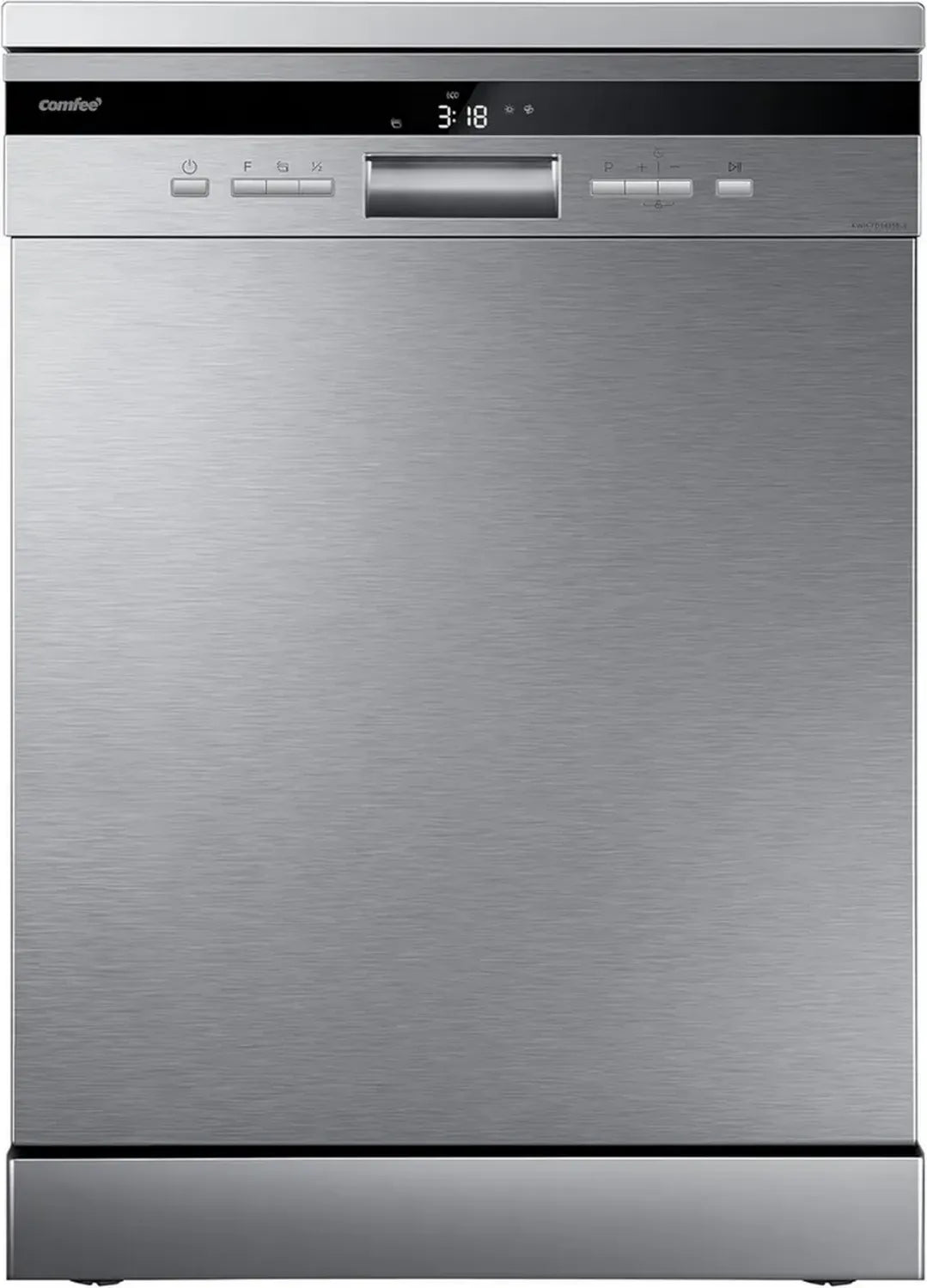COMFEE' FD1435E-X Freistehende Spülmaschine, 14 Maßgedecke, Großformat, 44 dB, LED-Display, Startzeitvorwahl, Teilbeladung, flexible Körbe, Edelstahl