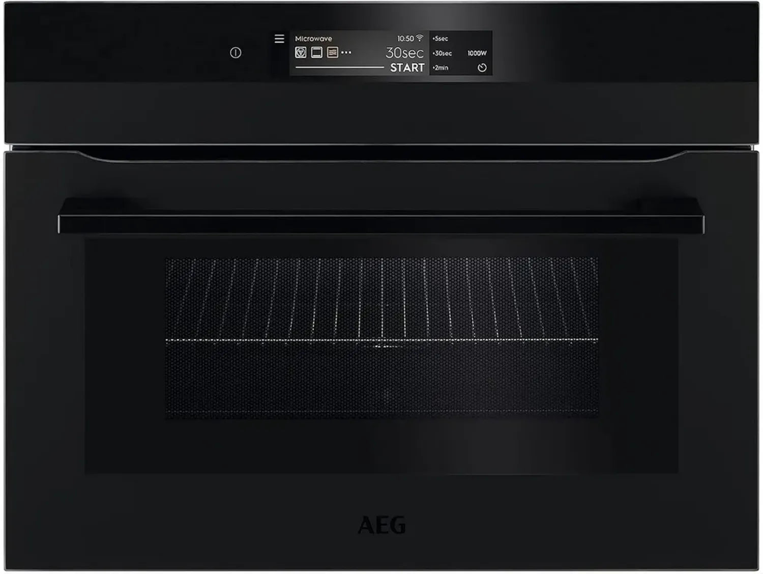 AEG Schwarzer Kompaktbackofen mit Mikrowelle, Modell KMK868000T