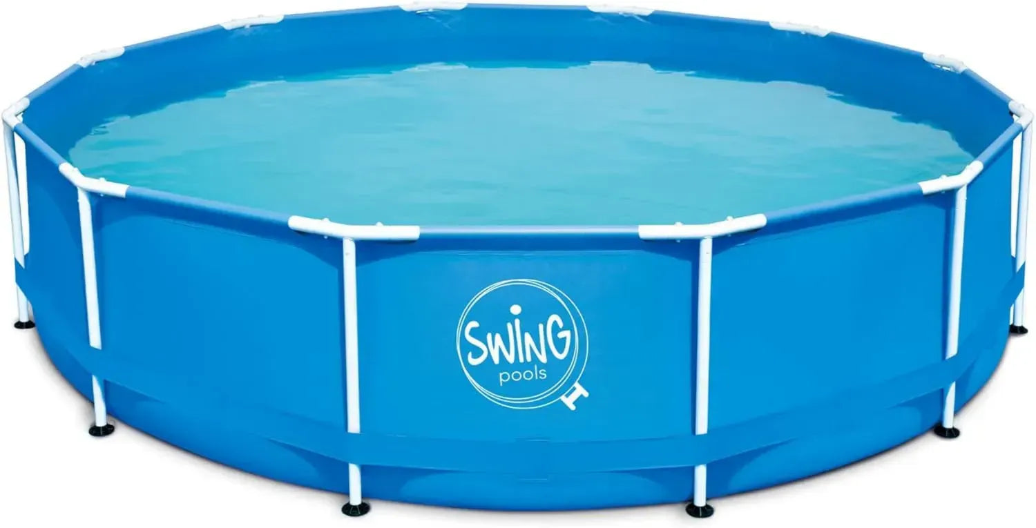 Hochwertiger Gartenpool 366x91 cm, 8.300 L Wasserkapazität, Blau, Stabiler Metallrahmen-Pool