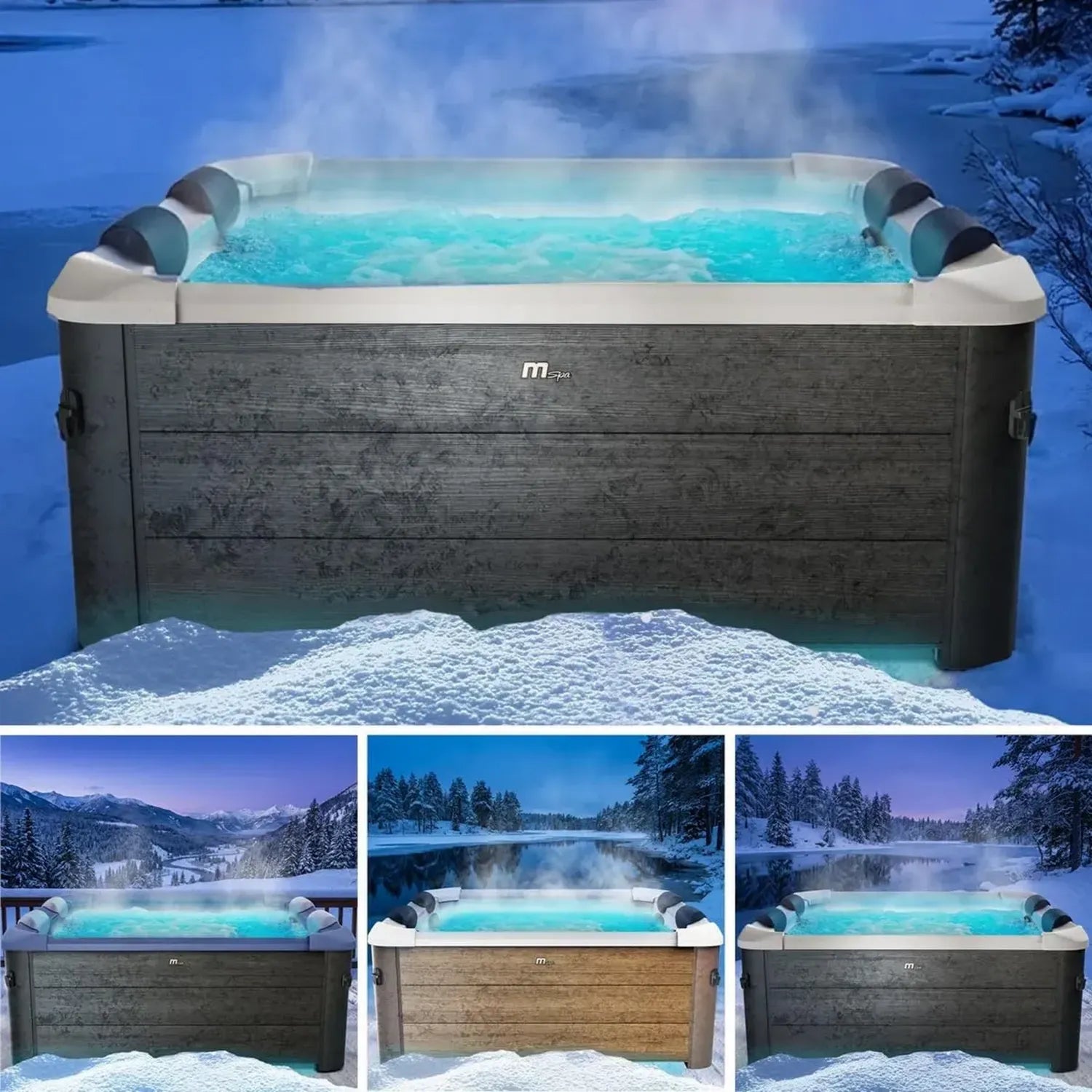 BRAST Whirlpool MSpa Oslo Frame 6 Personen LED-Beleuchtung Winterfest Ganzjährig