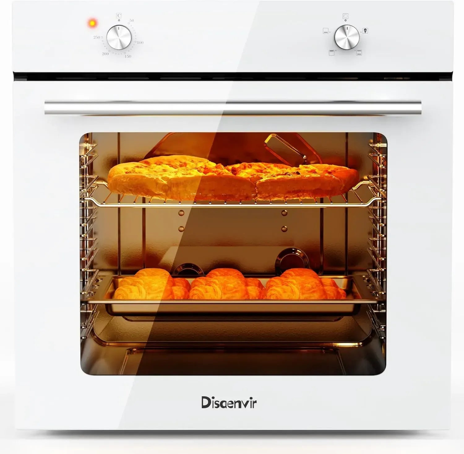 60 cm Einbaubackofen mit 3D-Heißluft, 65L, 2200W, 6 Ebenen, Kühlgebläse, Weiß