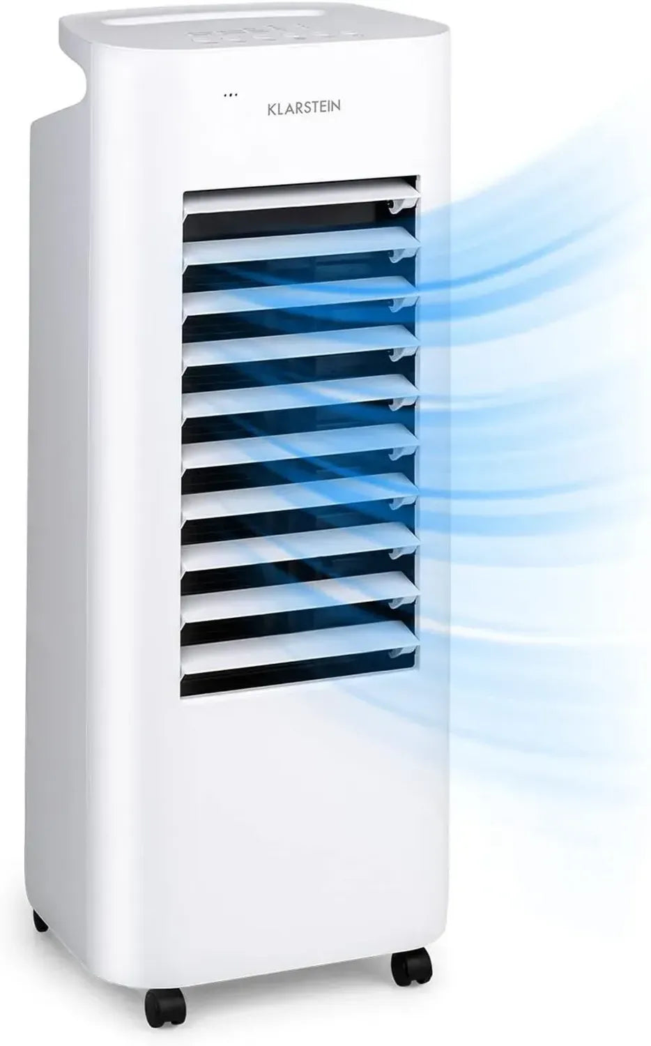 Klarstein 4-in-1 Mobiler Luftkühler mit Wasserkühlung, Luftbefeuchter, Ventilator und Nachtmodus, Leises Klimagerät, 60W, 330m³/h