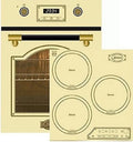 Kaiser Induktions-Set Retro Einbaubackofen 45 cm, autark, 50 L, 9 Funktionen + Kochfeld 60 cm, Bronze Metallplatten, 4 QuickHeat Zonen