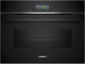 Siemens iQ700 Einbau-Kompaktbackofen mit Mikrowelle, 60x45 cm, 900 W, Schwarz, Hydrolyse, Air Fry, Teleskopauszug, Touchscreen