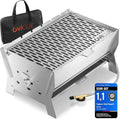 Multifunktionaler Edelstahlgrill – Tragbarer Gas- & Holzkohlegrill mit Stecksystem – Inklusive Tragetasche – Ideal für Camping, Balkon und Garten