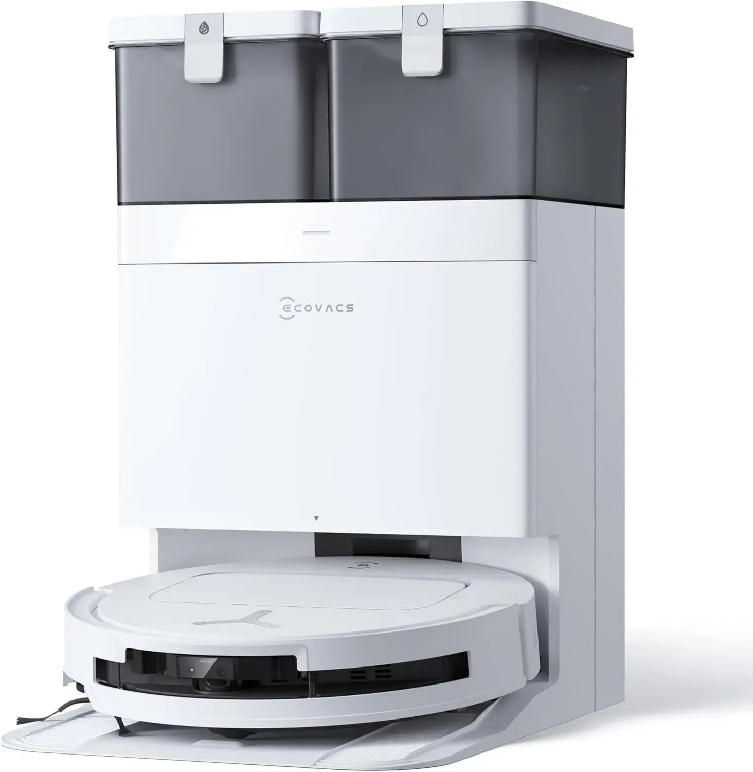 ECOVACS DEEBOT T50 Omni Gen2 Staubsaugerroboter mit Wischfunktion, 21000 Pa, ausziehbarer Seitenbürste, ZeroTangle 2.0, Moppwäsche bei 75°C, ultradünn 81 mm, All-in-One-Station, Weiß