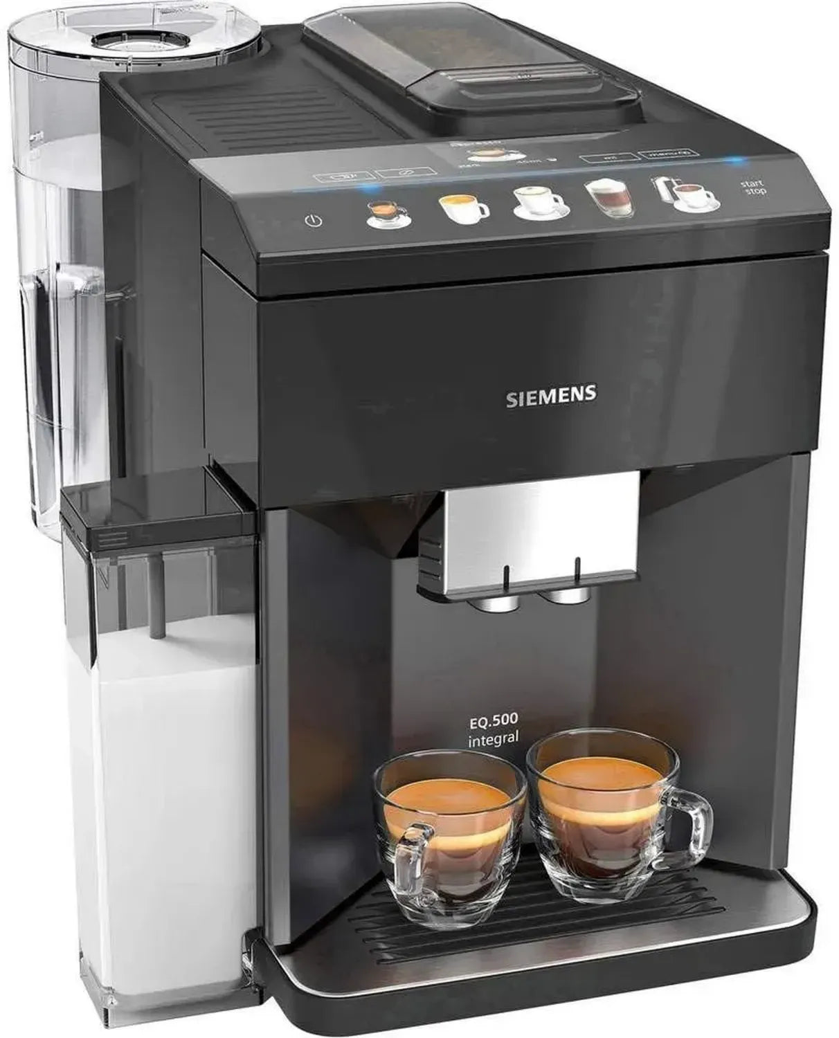 Siemens Kaffeevollautomat EQ.500 mit Milchsystem, Keramikmahlwerk, Heißwasser- und Dampfreinigungsfunktion, 1500 W, Schwarz