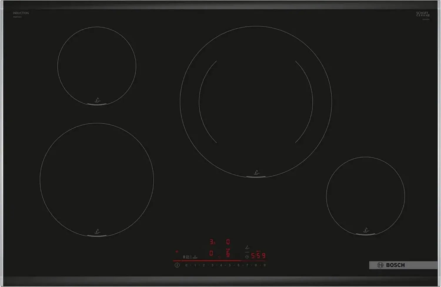 BOSCH Induktionskochfeld 80 cm, Serie 6, 4 Zonen, DirectSelect, PerfectFry, WLAN, Schwarz