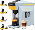 4-in-1-Multifunktions-Kaffeemaschine mit 19-Bar-Druck, Kompatibel mit Kapseln und gemahlenem Kaffee, Touchscreen-Bedienung, Grau