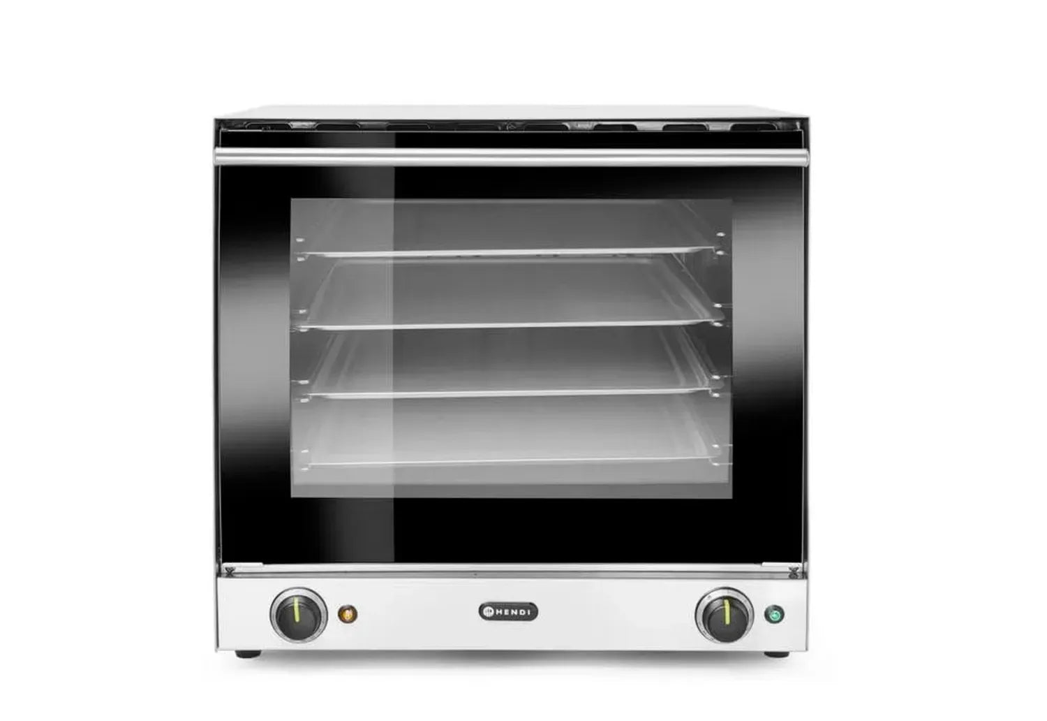 HENDI Umluftofen H90 mit 4 Backblechen, doppelt verglast, Temperaturbereich 50-300°C, 2 Lüfter, Edelstahl, 230V/2670W
