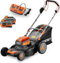 FUXTEC Akku-Rasenmäher 40V, 4-in-1 mit 46 cm Schnittbreite, inkl. 2x 4Ah Batterien und Duo-Ladegerät, höhenverstellbar 25-75 mm, 50L Fangsack, Mulch- und Seitenauswurf