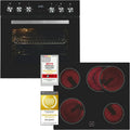 Einbauherdset Exquisit EHE157-UBZ-020 in Schwarz, 59 l Volumen, 7 Programme, Kochfeld mit Grillfunktion, Umluft, Energieeffizienz A