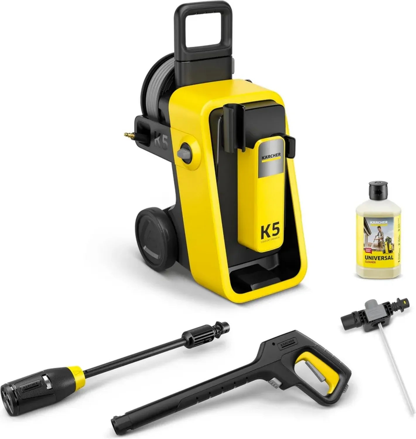 Kärcher K 5 Hochdruckreiniger, 145 bar, 500 l/h, Inkl. Flexibler Schlauch & Schlauchtrommel