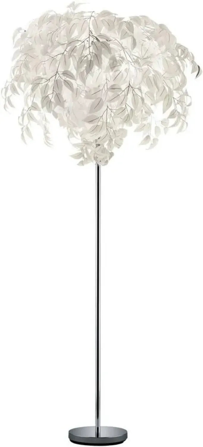 Reality Leuchten Stehlampe Leavy, Nickel Matt, Weißer Kunststoffschirm, 70 x 70 x 180 cm