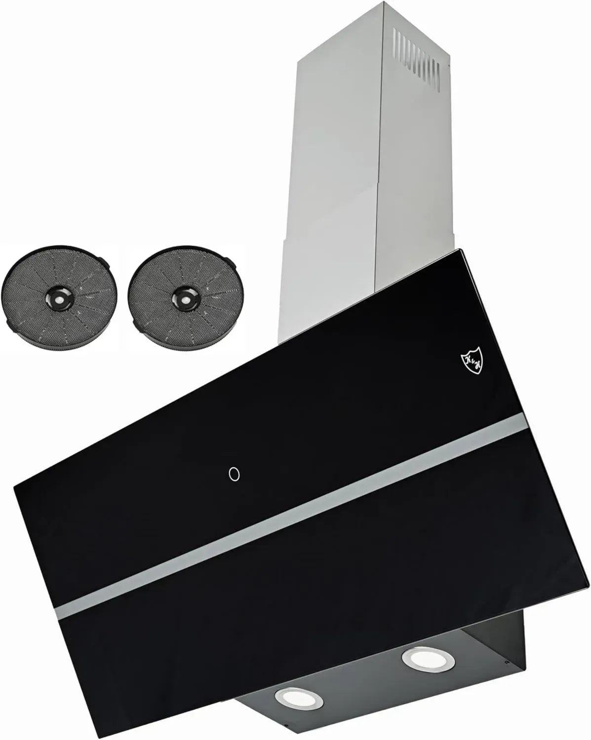K&H 90cm Kopffrei-Wandhaube mit LED-Beleuchtung, Umluft/Abluft, Metallfettfilter, 9 Stufen, 520 m³/h, Energieklasse A++ (Schwarz)