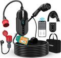 AIMILER 11kW Wallbox mit App, 3-phasig 400V, 7,6m Typ 2 Ladekabel, IP66, OLED-Display, Tragbare/Wand-Ladestation für EV/PHEV