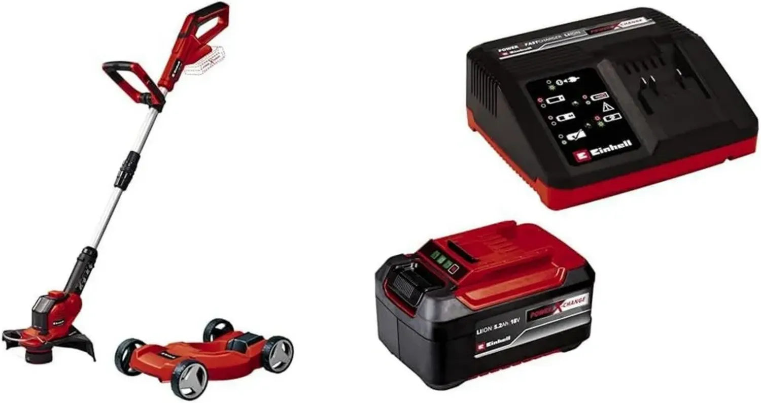 Einhell 18V Akku-Rasentrimmer GE-CT 18/28 Li Solo mit Schnellladegerät und 5,2 Ah Akku