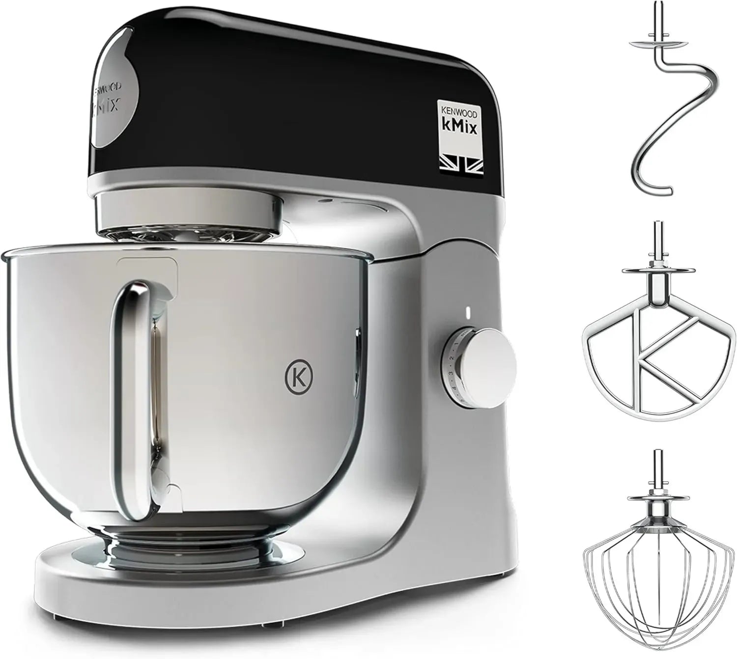 KENWOOD kMix KMX750BK Küchenmaschine, Schwarz, Vielseitige Lebensmittelzubereitung mit 5L Edelstahlschüssel