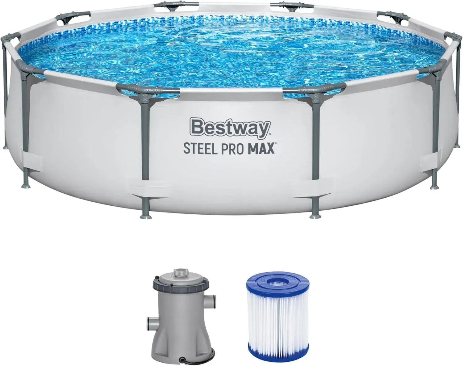 Bestway Rundpool-Set mit Stahlrahmen und Filterpumpe, 305 x 76 cm