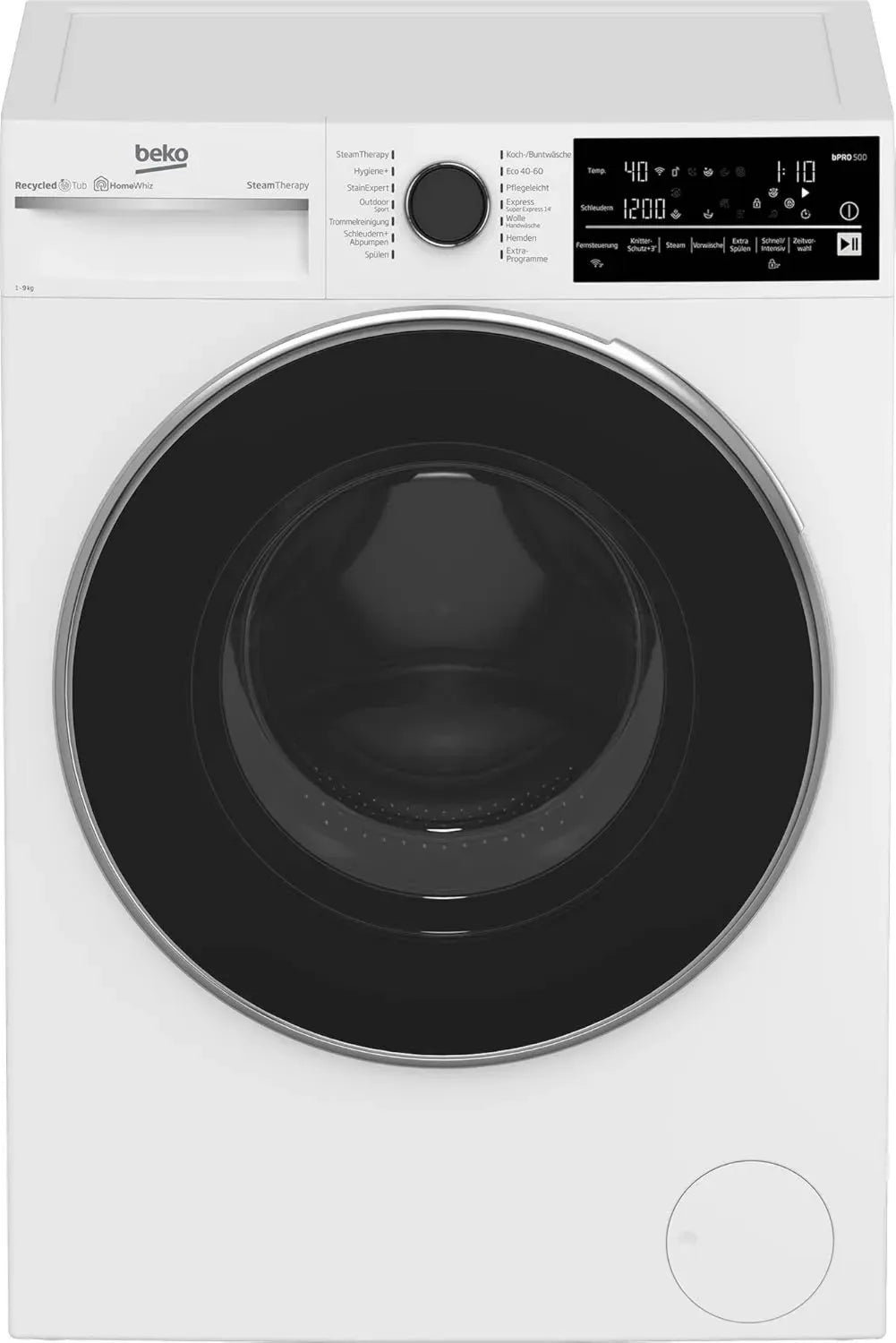 Beko B5WFT79410W Waschmaschine, 9 kg, 1400 U/min, SteamCure, Express, StainExpert, Allergikergeeignet, Bluetooth & Wifi, Weiß
