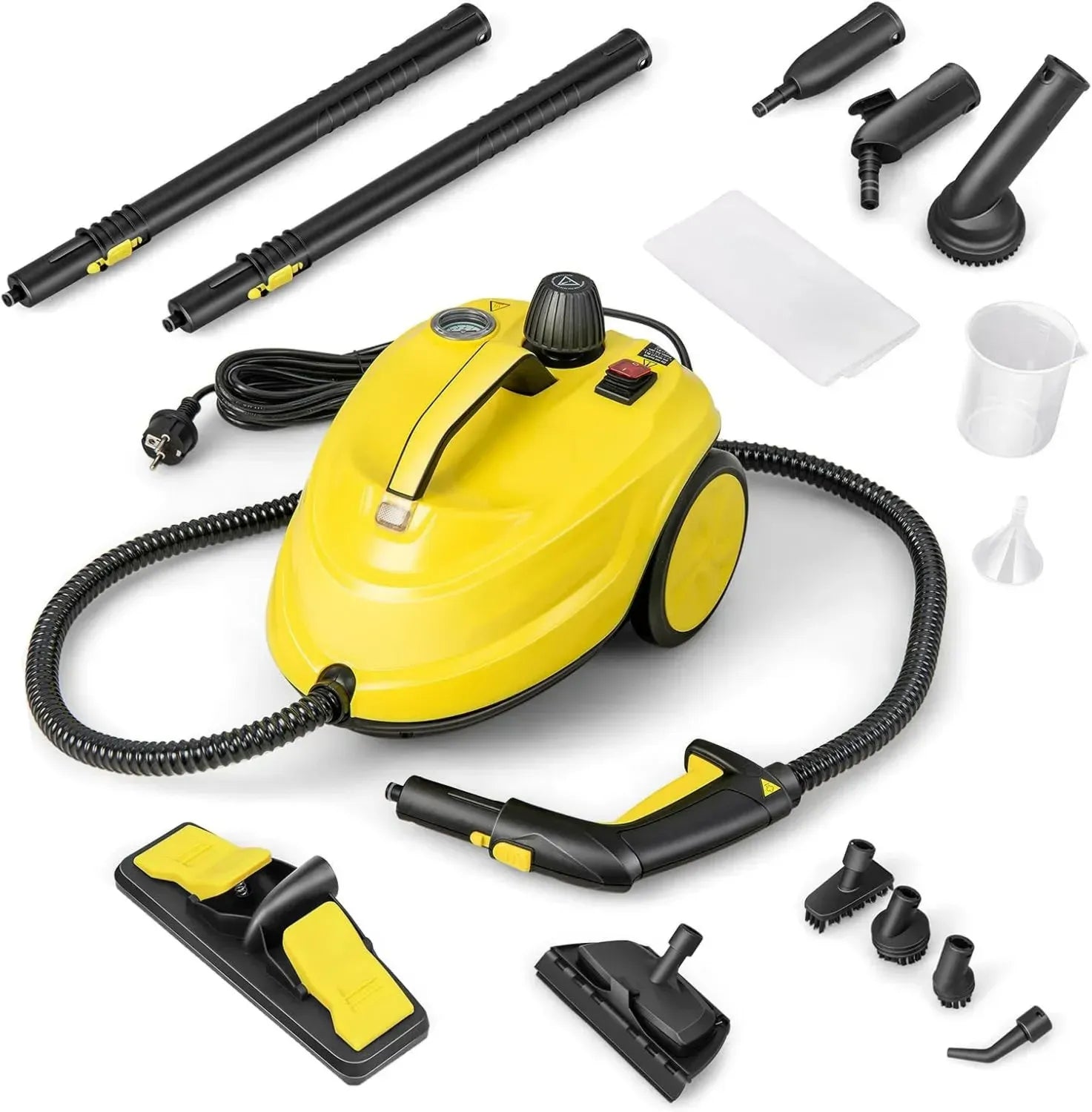Leistungsstarker COSTWAY Dampfreiniger 2000W mit 13 Zubehörteilen, 5-bar Dampfdruck, 160°C maximale Temperatur, 108 m² Abdeckung, 1,8L Wassertank, schnelle Aufheizung in 8 Minuten, 5m Kabel (Gelb)
