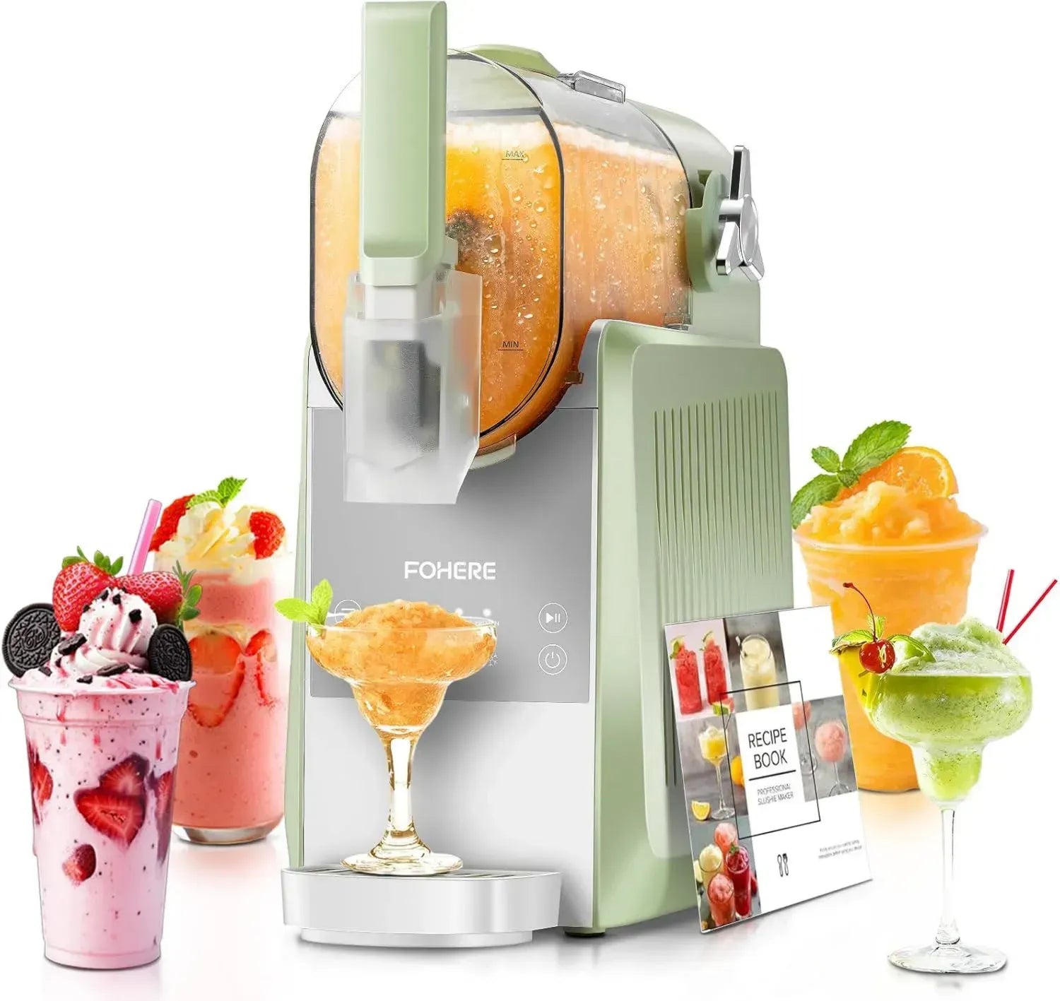 FOHERE 2,6L Slush Maschine mit 5 Programmen, Selbstreinigung, Perfekt für Slushies, Cocktails, Frappé & Milchshakes