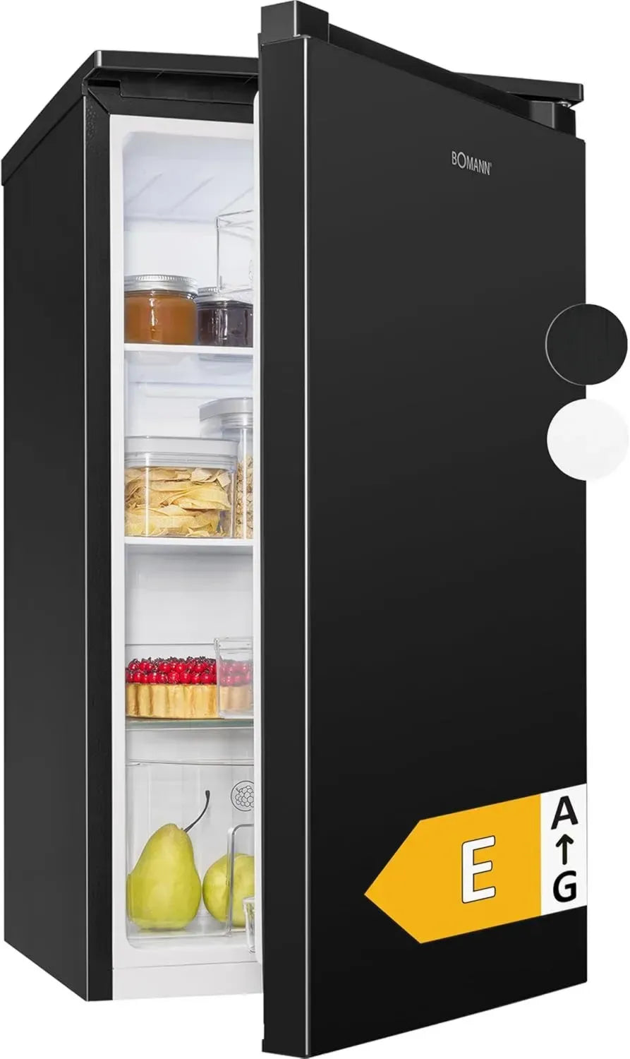 Bomann Kühlschrank 87L, Energieeffizient & Kompakt, Stufenlos Einstellbar, Wechselbarer Türanschlag, Schwarz