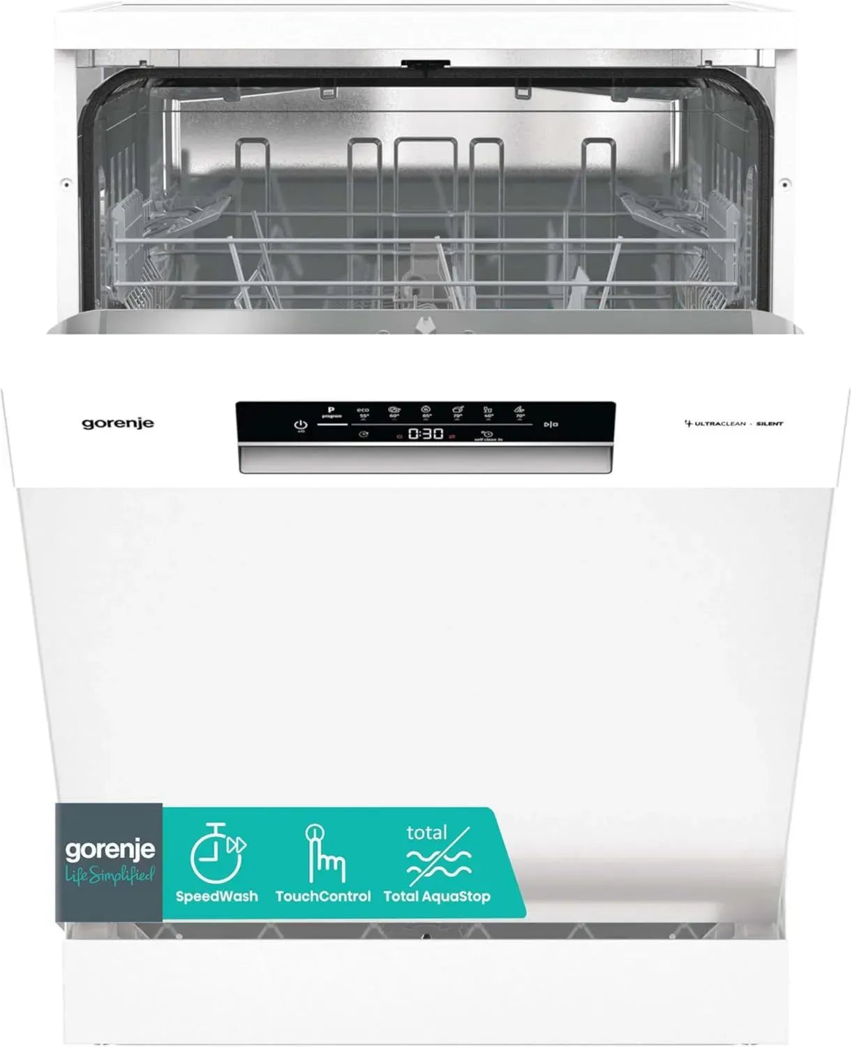 Gorenje GS642E90W Geschirrspüler, 60 cm, 13 Maßgedecke, AquaStop, Überlaufschutz, Hygiene, SpeedWash, Selbstreinigung, UltraClean Korb