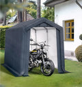 PHI VILLA Garten-Geräteschuppen, Fahrrad- und Motorradgarage, 180x300x200cm, wetterfest mit Belüftung, Grau