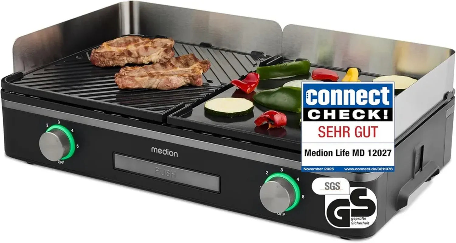 Elektrischer Tischgrill mit Dual-Zonen, 2400W, abnehmbare Platten