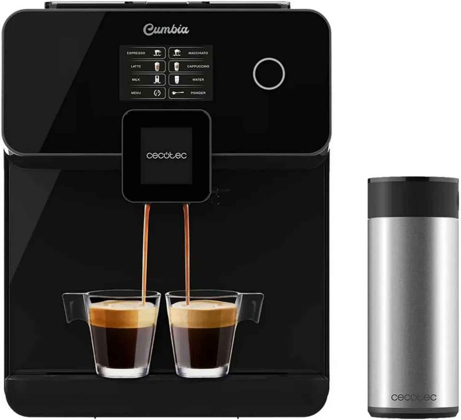 Cecotec Power Matic-ccino 8000 Kaffeevollautomat, 19-Bar-Druck, Touchscreen, Milchsystem, anpassbare Einstellungen, Schwarz, 1400 W