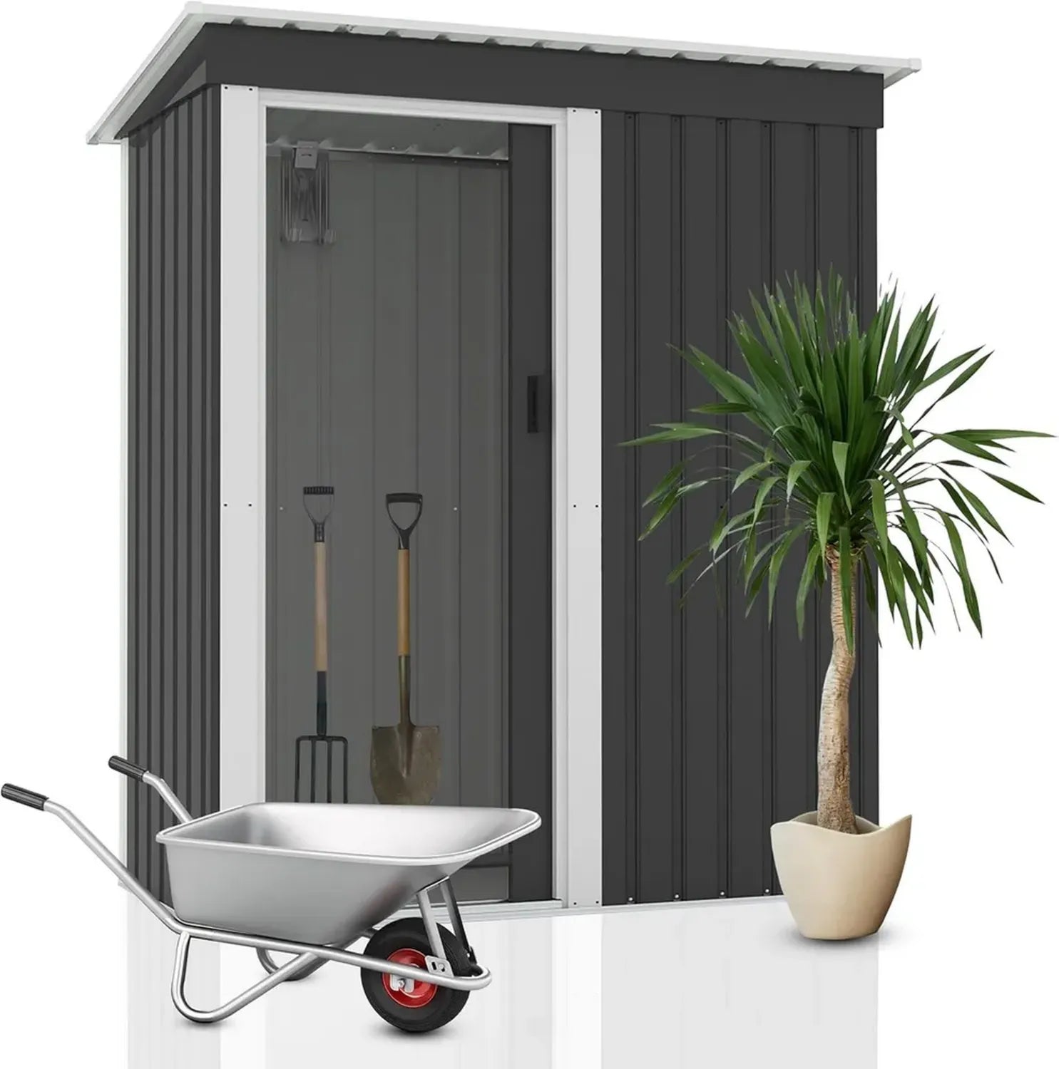 Metall-Gerätehaus mit Schiebetür, 1,48 m³ Stauraum, robuster Kantenschutz