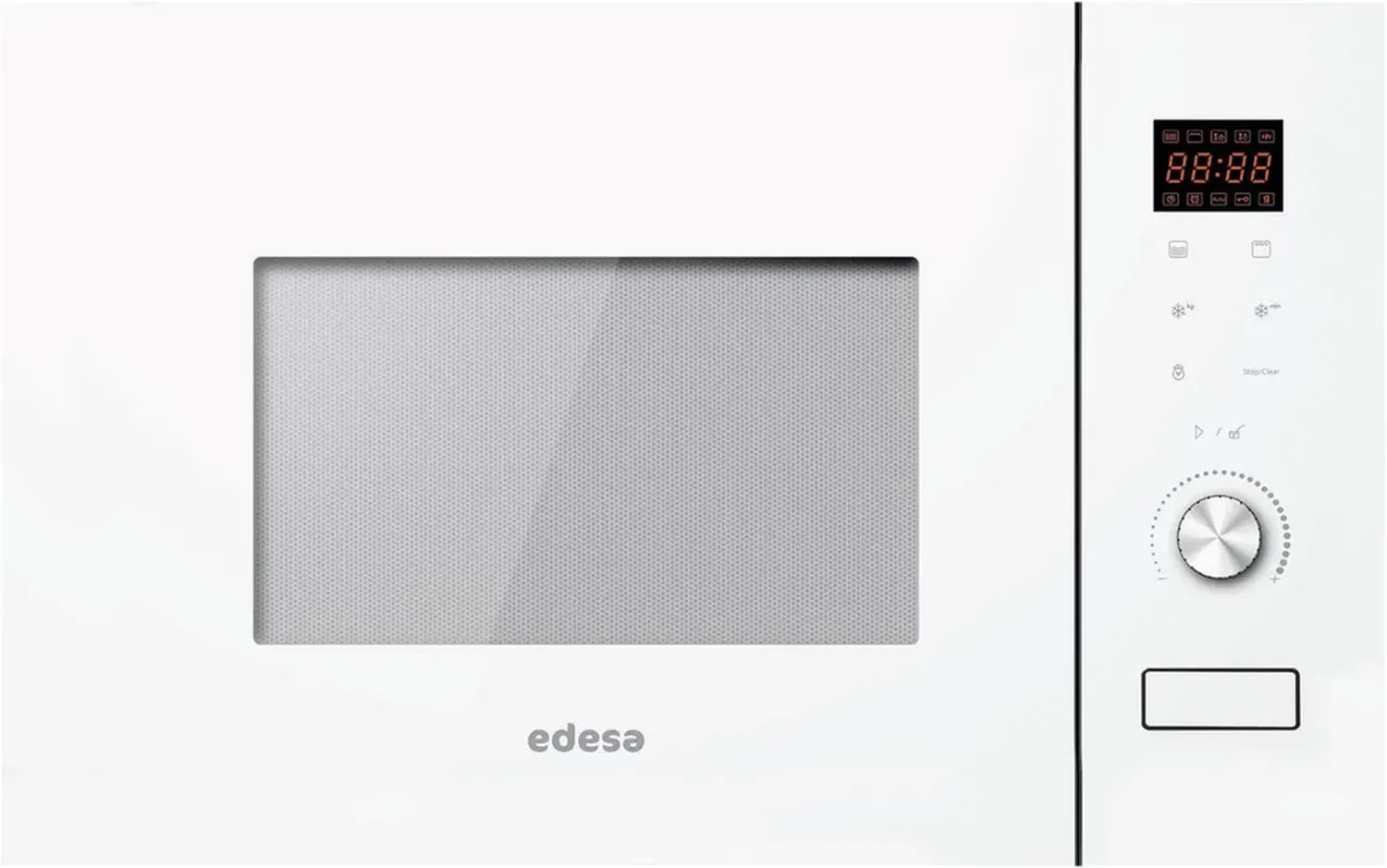 Einbau-Mikrowelle EDESA EMW-2020-IG WH, 20 l, 800 W, Grill 1000 W, Edelstahl-Innenraum, Auftauen & Erhitzen, 59,5 cm, Weiß