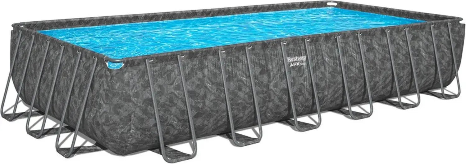Bestway APX365 Eckiger Winter-Pool ohne Zubehör, 732 x 366 x 132 cm, Marmoroptik, Dunkel