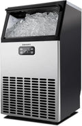 EUHOMY Professionelle Eiswürfelmaschine, Edelstahl, 45 kg/24 Std., 15 kg Speicher, mit Timer, ideal für Bars und Events
