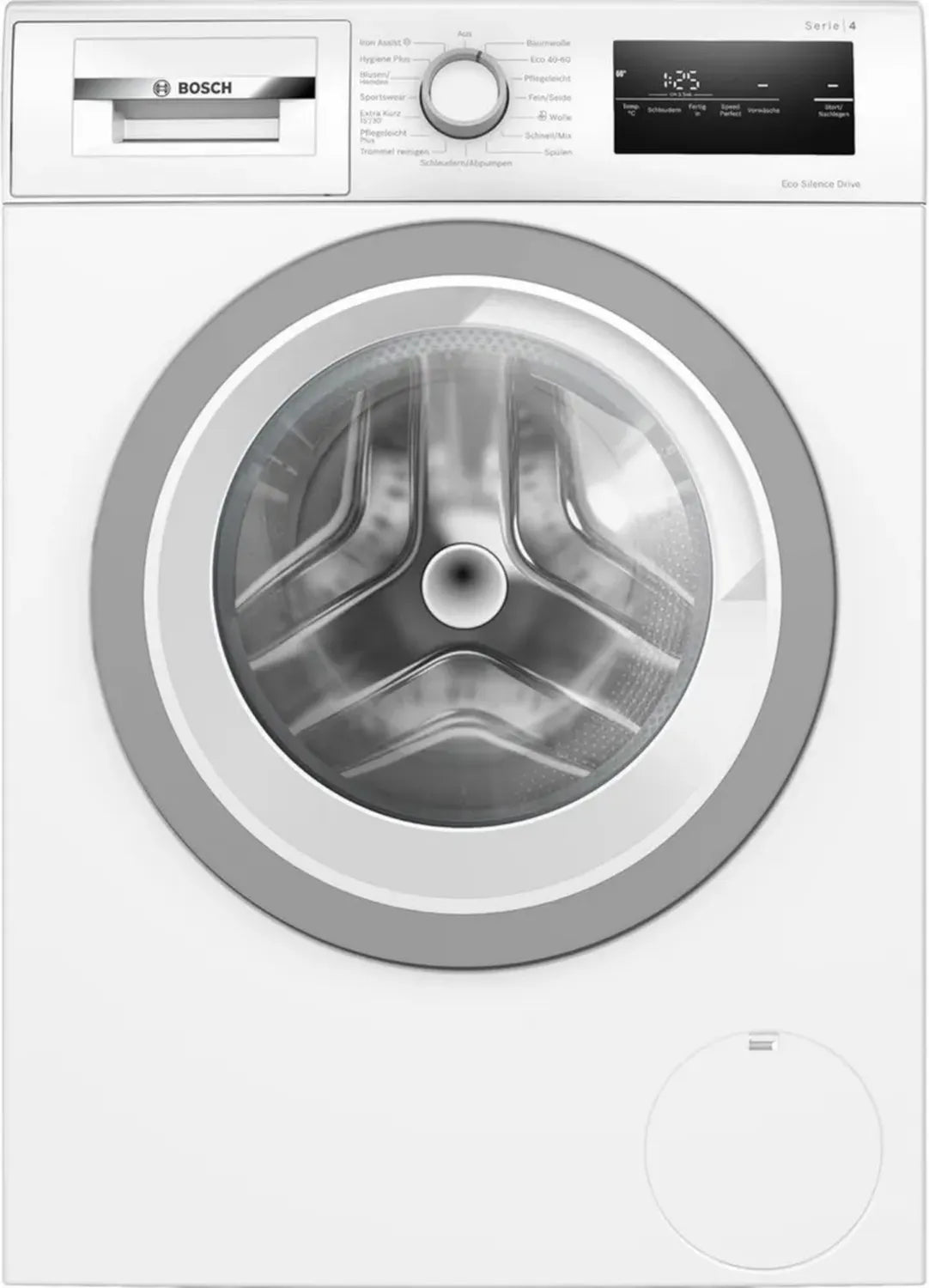 BOSCH Serie 4 Waschmaschine, Frontlader 8kg, 1400 U/min, Iron Assist, ActiveWater Plus, EcoSilence Drive, Weiß