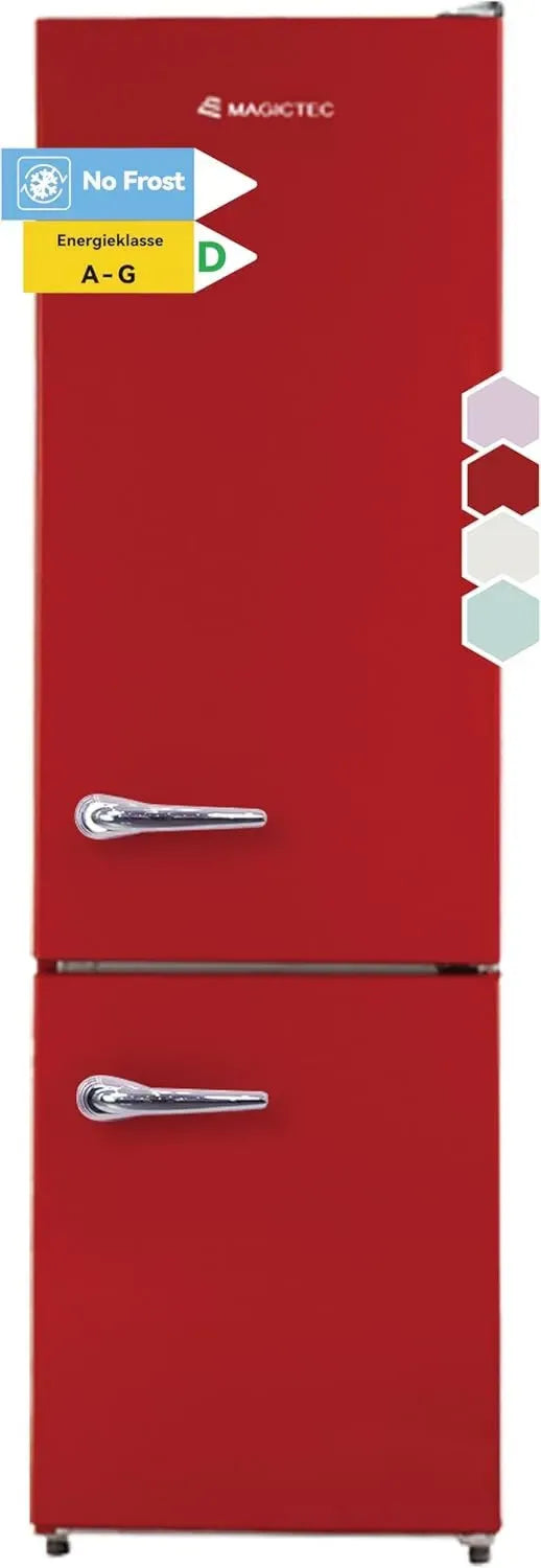 Magictec Retro-Kühlschrank 236L No Frost, Rot, 179cm