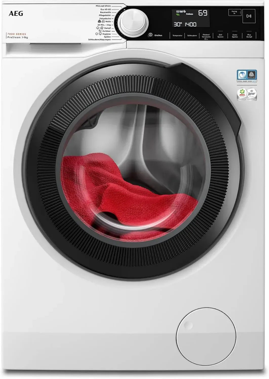 AEG Waschmaschine 7000 Serie, 9 kg, Energieeffizient, ProSteam Dampf, Nachlegefunktion, Mengenautomatik, 1400 U/min
