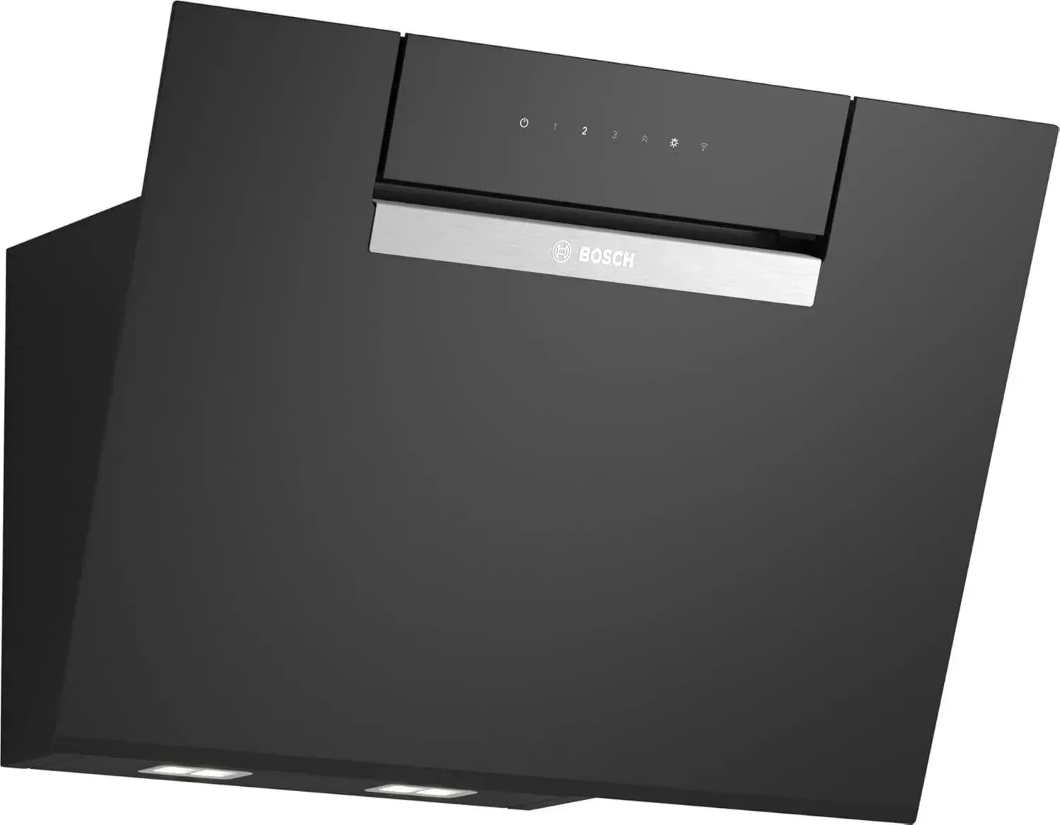 Bosch DWJ67FN60 Serie 4 Wand-Dunstabzugshaube, 60 cm, leiser EcoSilence Motor, gesteuert über Kochfeld, Umluft, schwarzes Klarglas
