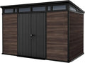 Keter Kunststoff Gartenhaus 11x7 in Rosenholzoptik mit Bodenplatte, abschließbar, 340x218x226 cm