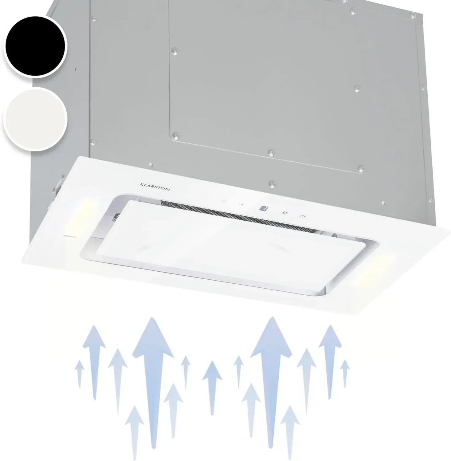 Klarstein Hektor 52 cm Einbau-Dunstabzugshaube, 190W, 530 m³/h, LED-Touch, Glasdesign, weiß