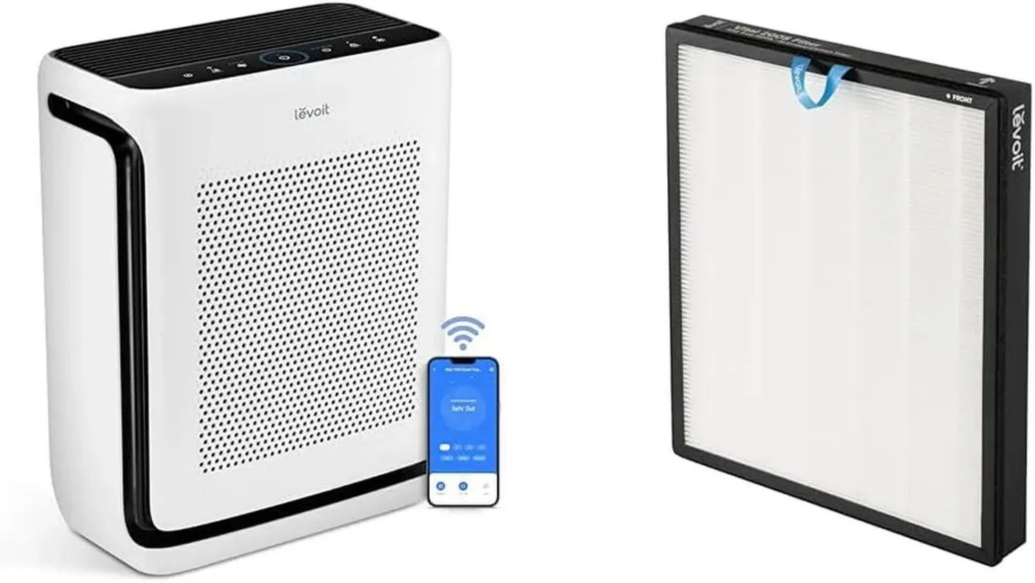 LEVOIT Luftreiniger für Allergiker mit Haustiermodus & Vital 200S Ersatzfilter, HEPA-Filter