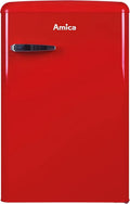 Retro Kühlschrank Amica KSR 361, 88cm, Rot, LED-Licht, Gefrierfach, Gemüseschublade
